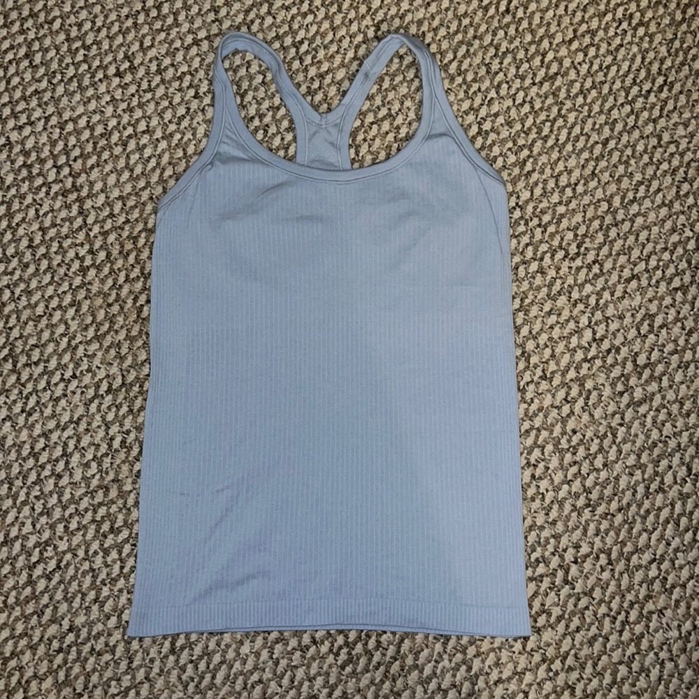 lululemon athletica Light Blue Ribbed Racerback Tank